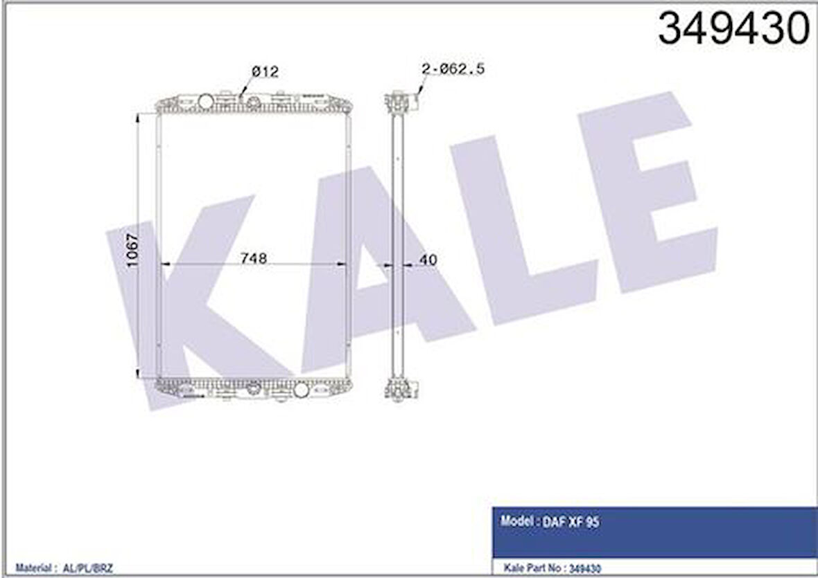 Kale 349430 Motor Su Radyatörü DAF XF 95 (Çerçevesiz) (Mt) 1286208