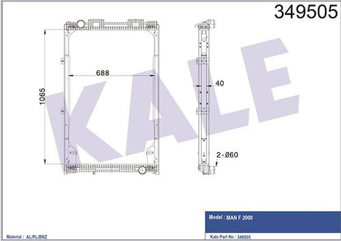 Kale 349505 Radyatör Motor MAN F 2000 (Çerçeveli) (Mt) 81061016421