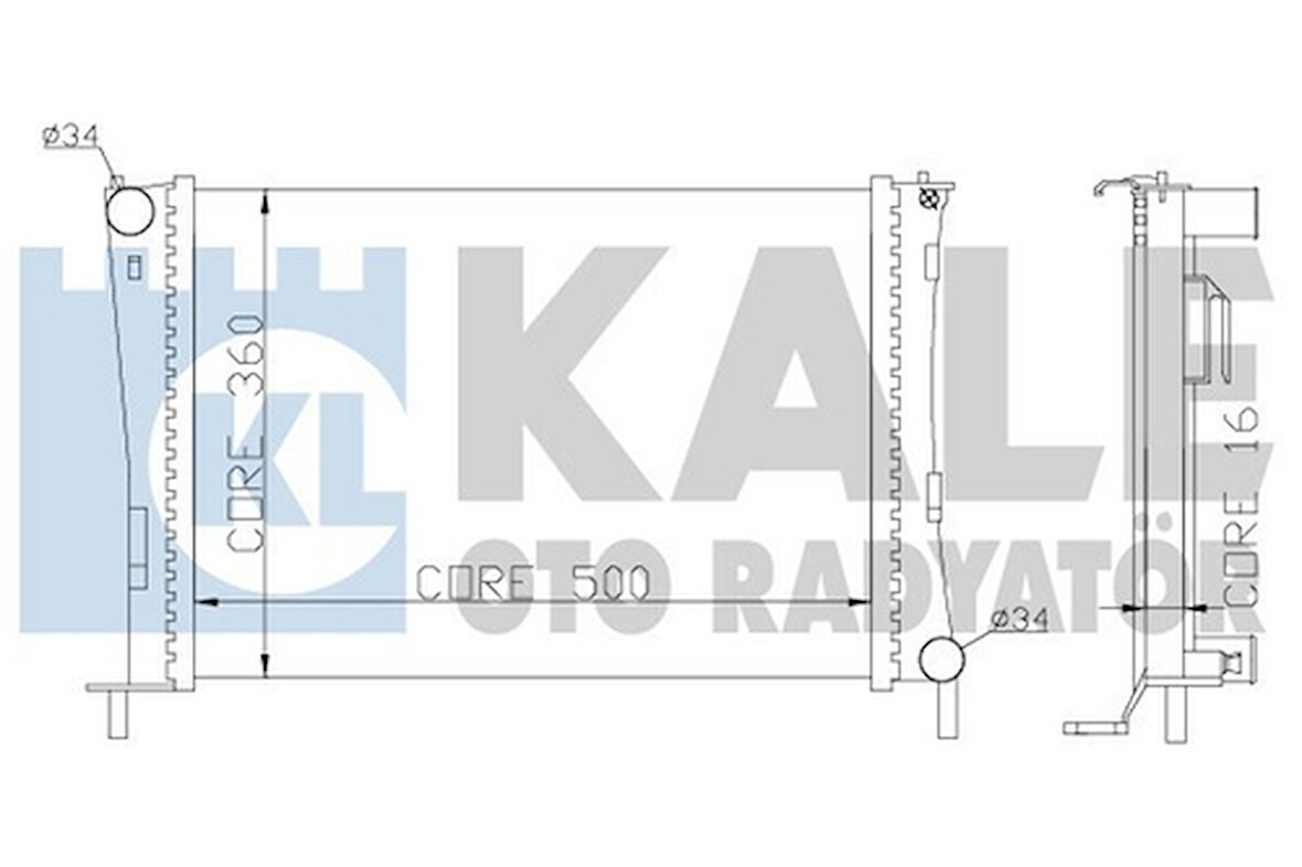 Kale 349600 Motor Su Radyatörü Fiesta V Fusion 01-08 1.25 1.4 16V 1.6 16V Mazda II 1.4 16V 1.6 16V 02-Ölçü 500x358x16 4S6H8005DA