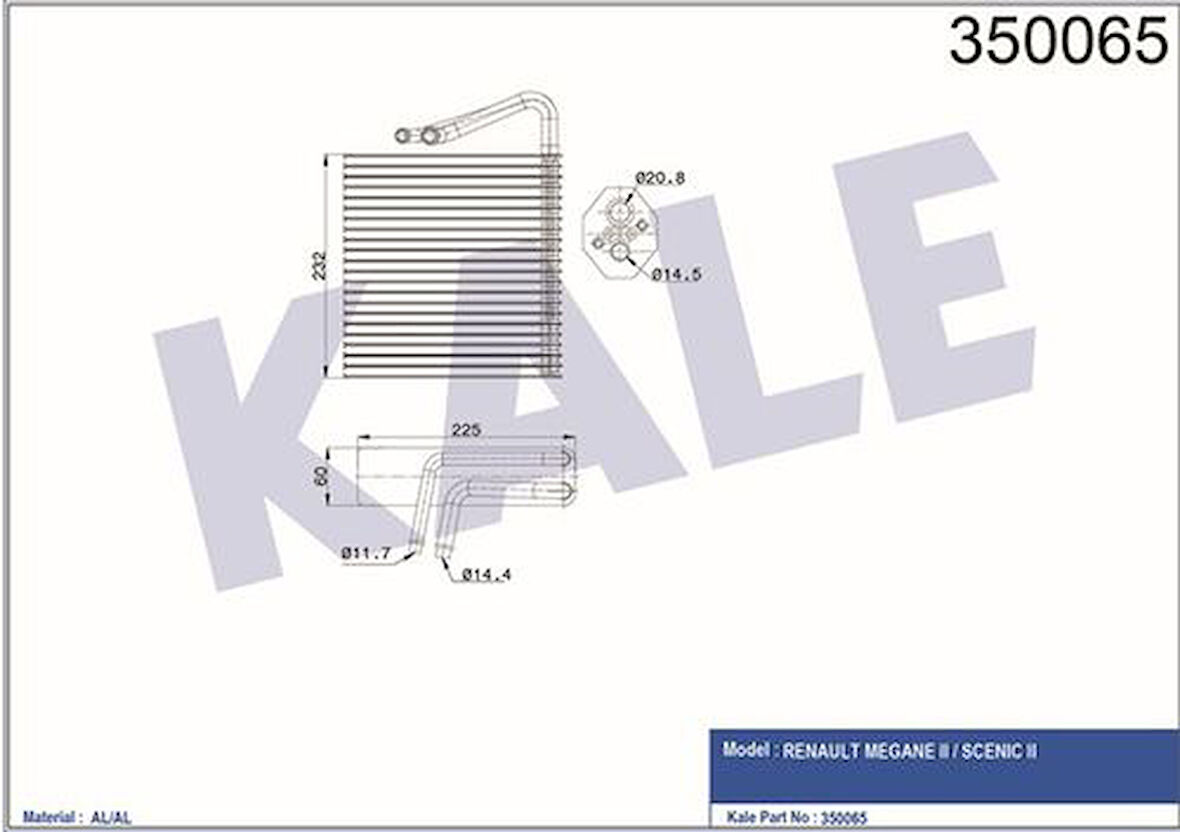 Kale 350065 Evaporator Renault Megane II Scenic II 7701207874