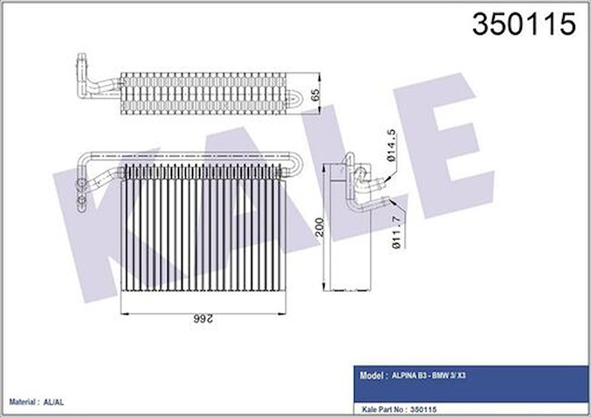 Kale 350115 Evaporator BMW E46 X3 E82 64118372772