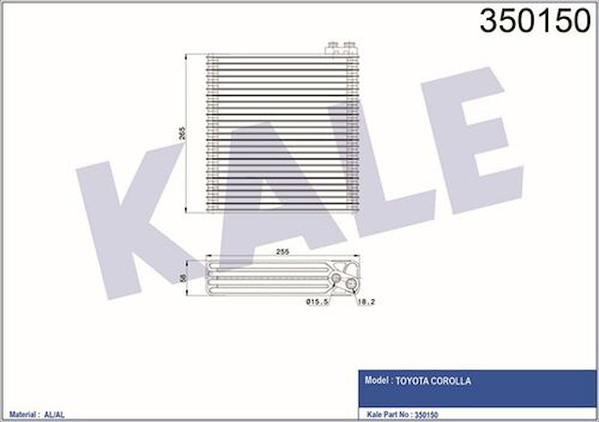 Kale 350150 Evaporator Toyota Corolla 2002-2007 VVT Kasa 8850102060