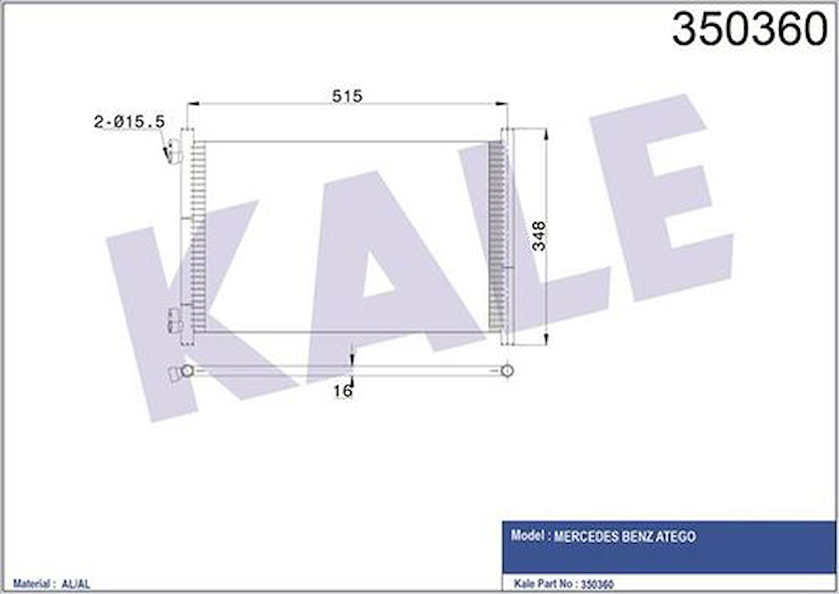 Kale 350360 Kondenser Mercedes Benz Atego 9705000054