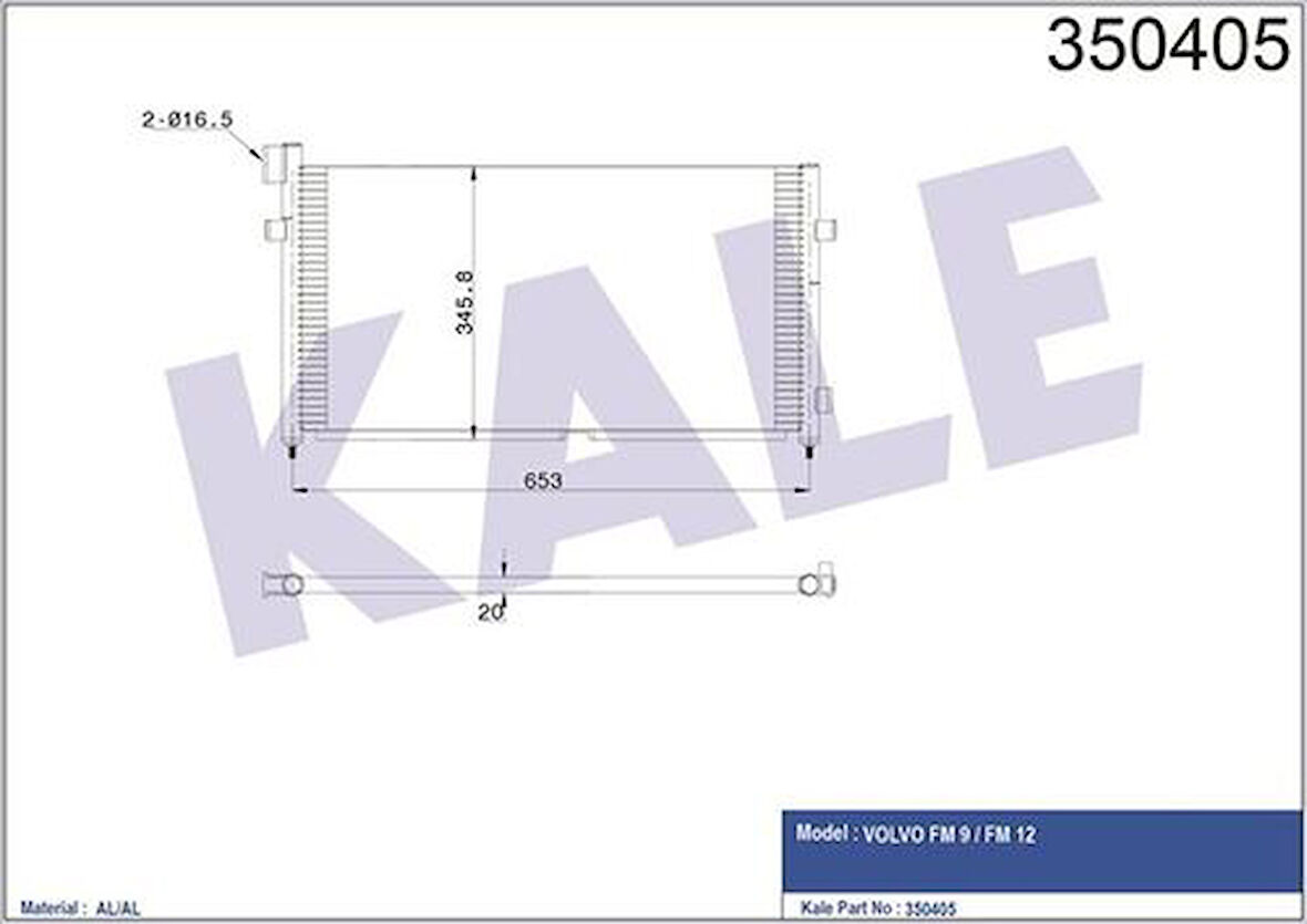 Kale 350405 Kondenser (Klima) Radyatörü Volvo Fm Fm7 9 12 Fm1998 2005 ve Sonrası 3981637