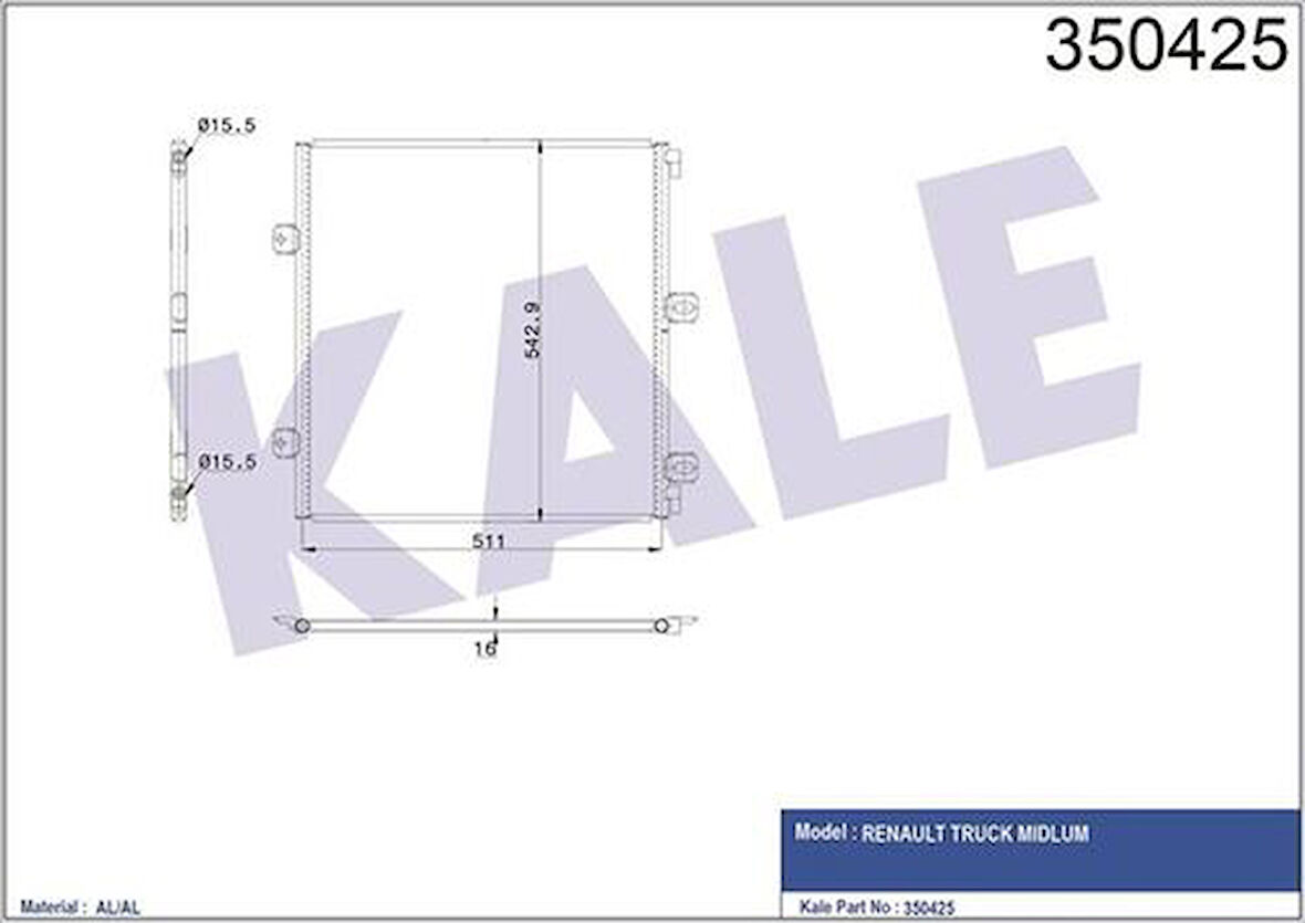 Kale 350425 Kondenser (Klima) Radyatörü Renault Truck Midlum 2000 Sonrası 
