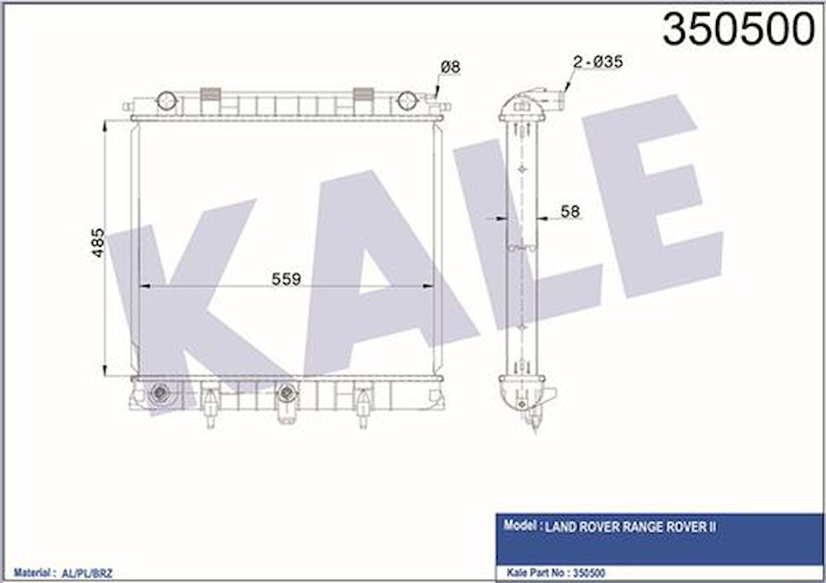 Kale 350500 Motor Su Radyatörü 26 6T Range Rover 2 P38A 2.5 D 94 02 ESR2502