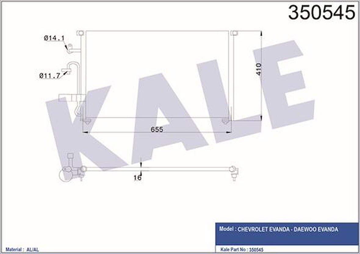 Kale 350545 Klima Radyatörü Chevrolet Evanda 96327357