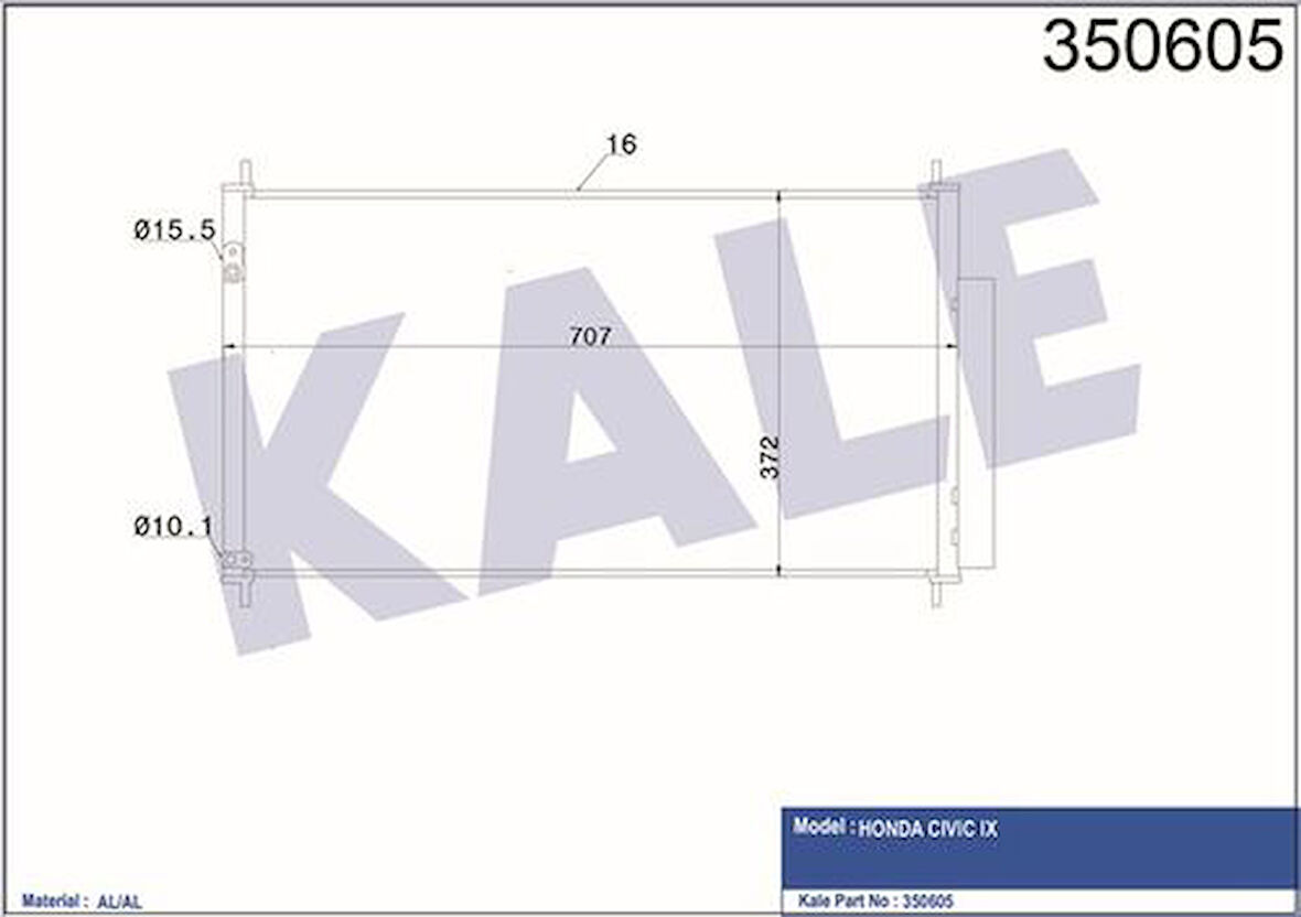 Kale 350605 Klima Radyatörü Honda Civic 2012- 80110TV0E01