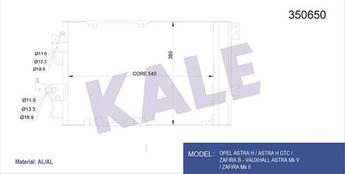 Kale 350650 Klima Radyatörü Astra H Zafira B A16XER 93178959