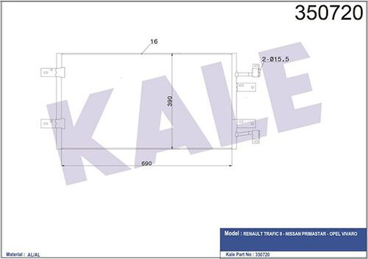 Kale 350720 Klima Kondenser Trafic II Primastar Vivaro 8200774211