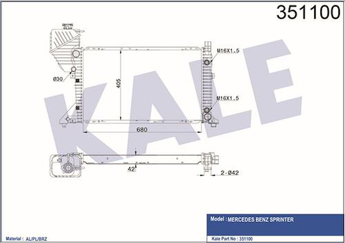 Kale 351100 Motor Su Radyatörü Otomatik Şanzıman Mercedes Sprinter 901-905 96-05 5104117AA