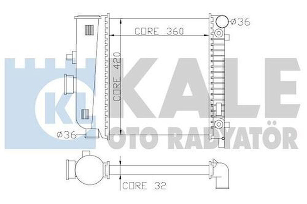 Kale 351400 Motor Su Radyatörü Klimasız W202 93-00 S202 96-01 W210 97-02 S210 96-01 2025002003
