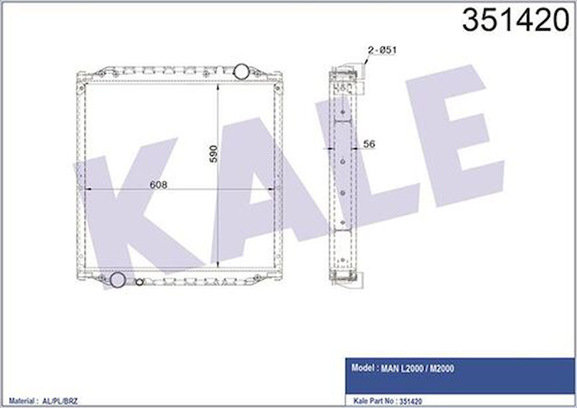 Kale 351420 Su Radyatörü MAN 12.153 12.163 D0824 95- 81061016779