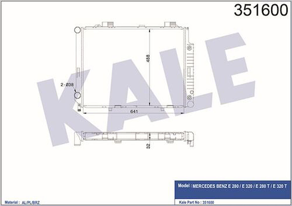 Kale 351600 Motor Su Radyatörü E-Serisi W210 96-02 S210 96-02 2105000003