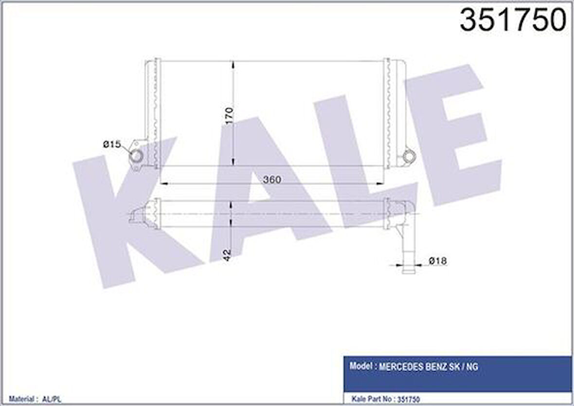 Kale 351750 Kalorifer Radyatörü Mercedes Benz Sk Ng A0028350801
