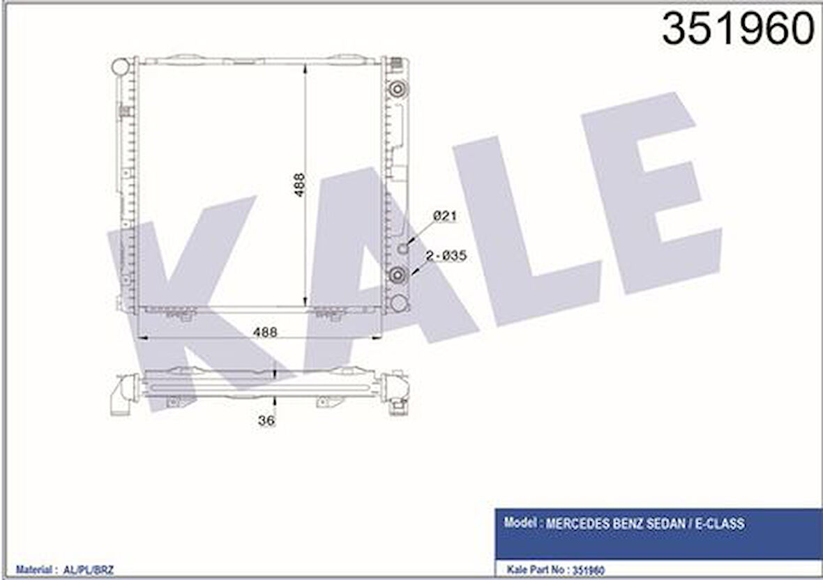 Kale 351960 Motor Su Radyatörü Klimalı Otomatik Şanzıman W124 93-95 S124 93-96 C124 93-97 A124 93-97 1245006202