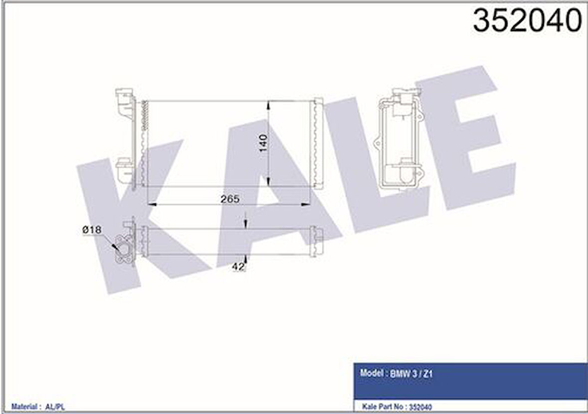 Kale 352040 Kalorifer Radyatörü BMW E30 83-93 64118391362