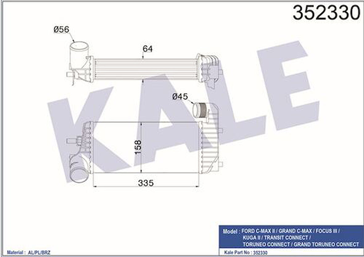 Kale 352330 Turbo Radtyatoru C-Max II Focus III Transit Connect Tourneo Connect 1.5TDCI 11- BV619L440CK