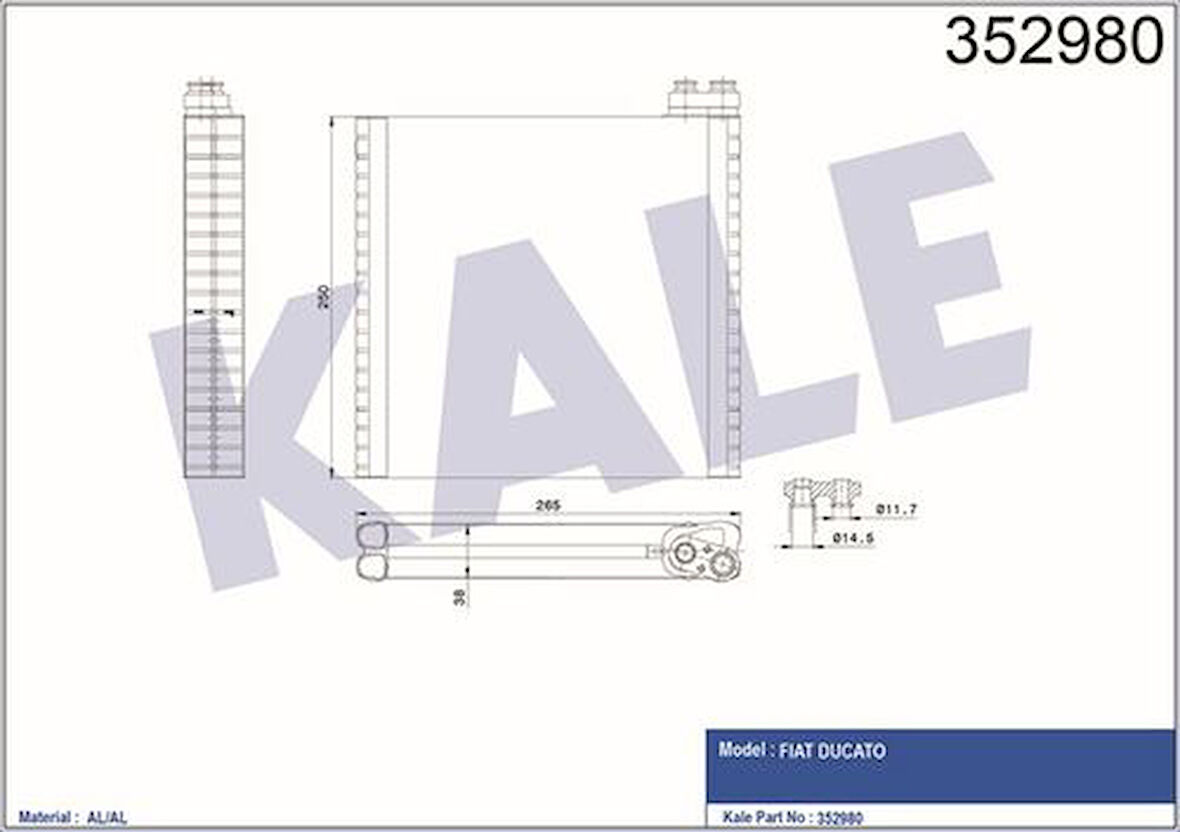 Kale 352980 Evaporator Ducato 2.2 2.3 3.0 06-221x240x37 77364087