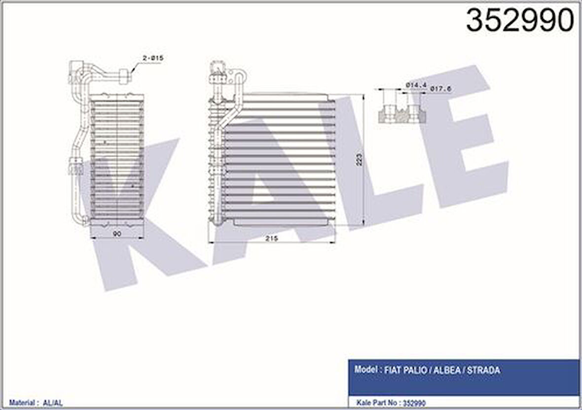 Kale 352990 Evaporator Al Pl Brz Palio-Albea -Strada 7079654