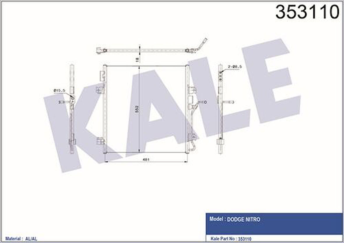 Kale 353110 Klima Radyatörü Jeep Cherokee 08-Dodge Nitro 06-11 68003971AA