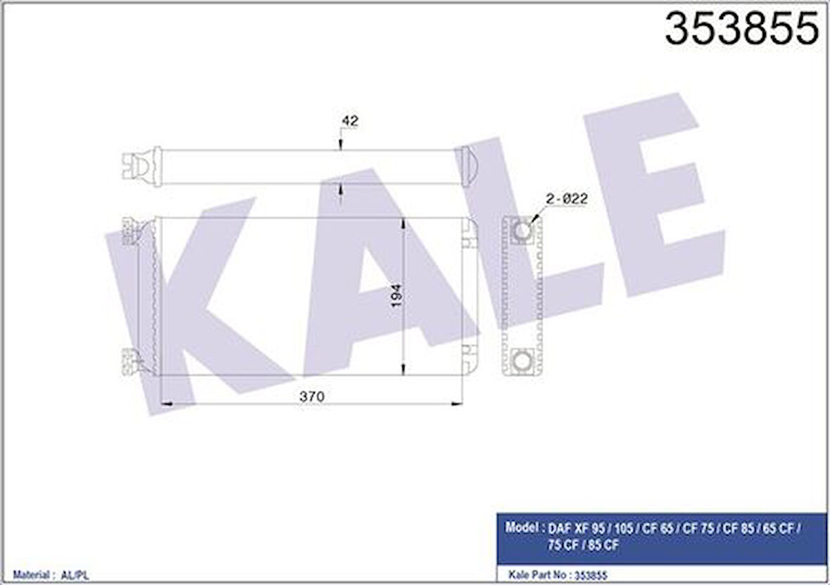 Kale 353855 Kalorifer Radyatörü DAF CF XF 1454123