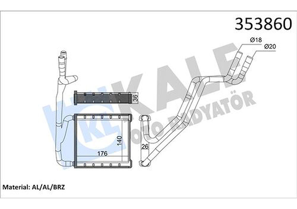 Kale 353860 Kalorifer Radyatörü Courier 14-1.5-1.6 TDCI AV1118B539CC