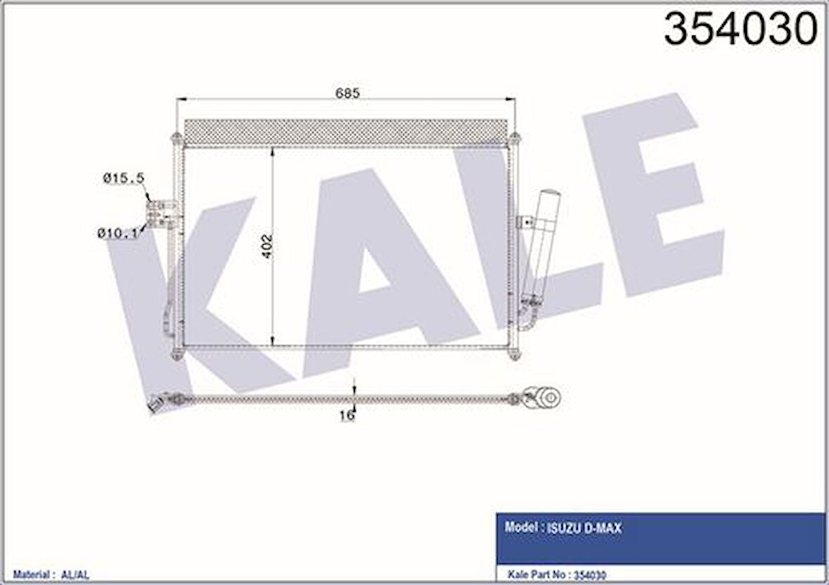 Kale 354030 Kondenser Al Al Isuzu D-Max 8980526342