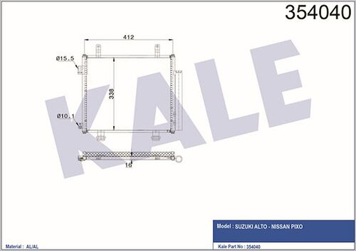 Kale 354040 Kondenser Al Al Alto-Nissan Pixo 95310M68K00