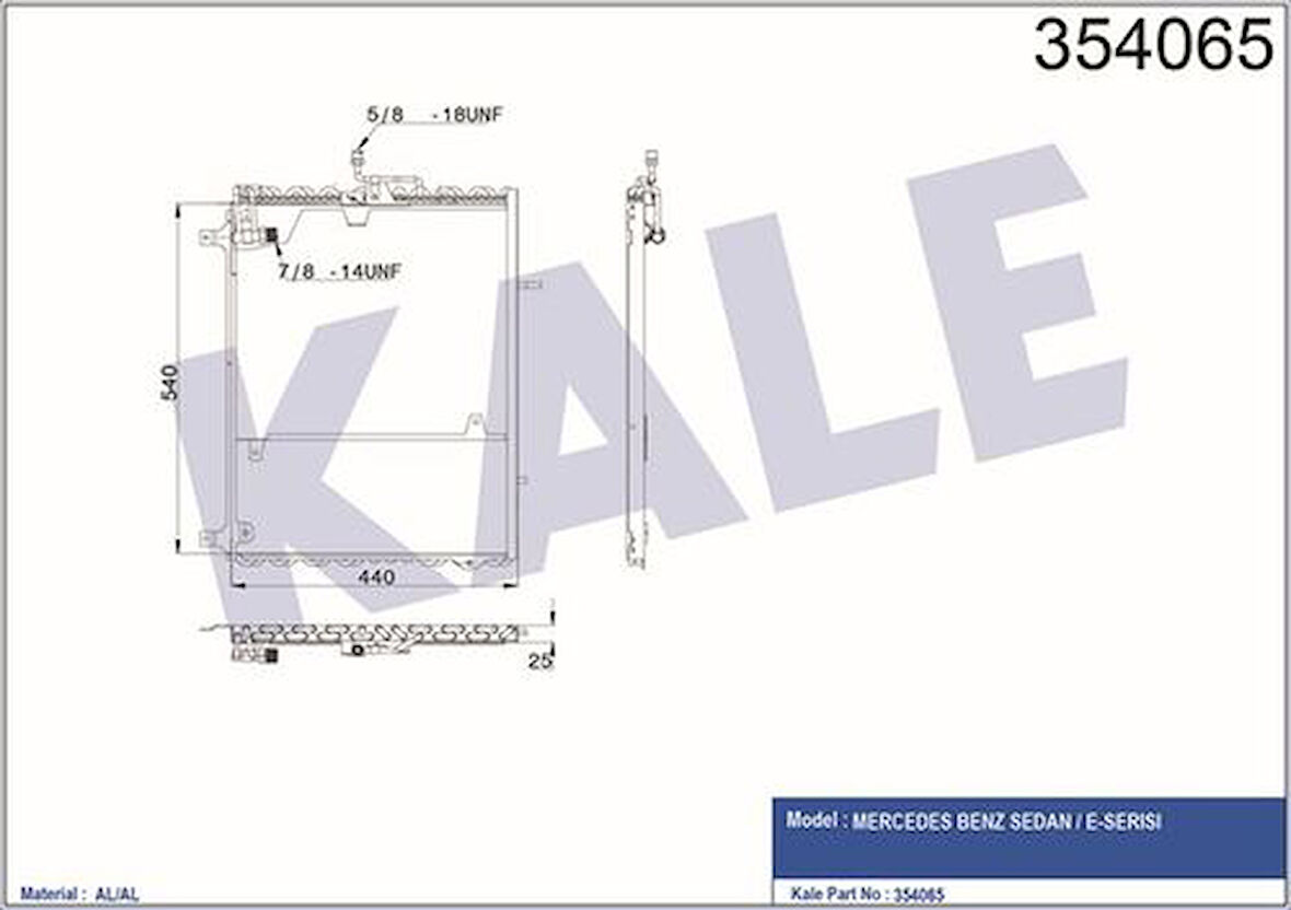 Kale 354065 Klima Radyatörü W124 93-95 S124 93-96 A124 93-98 C124 93-96 1248301370
