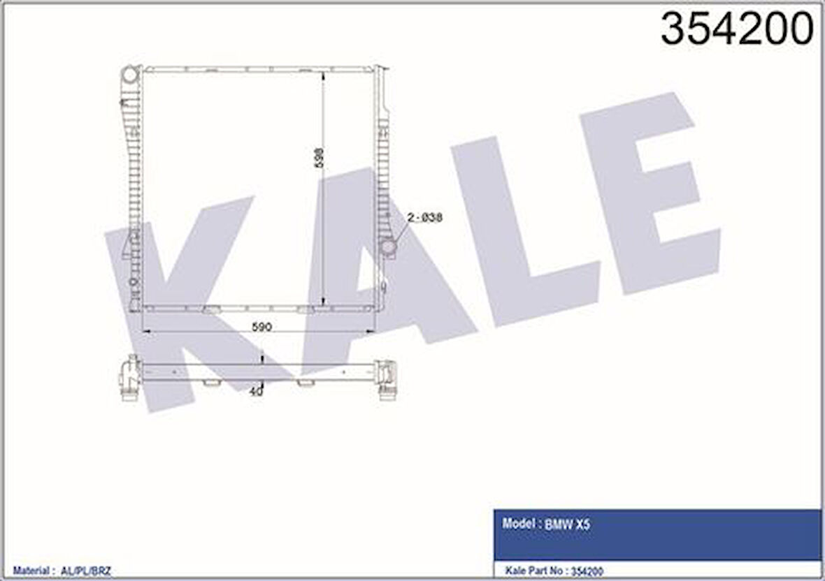 Kale 354200 Motor Su Radyatörü BMW M62 N62 M57N E53 03-05 90496721
