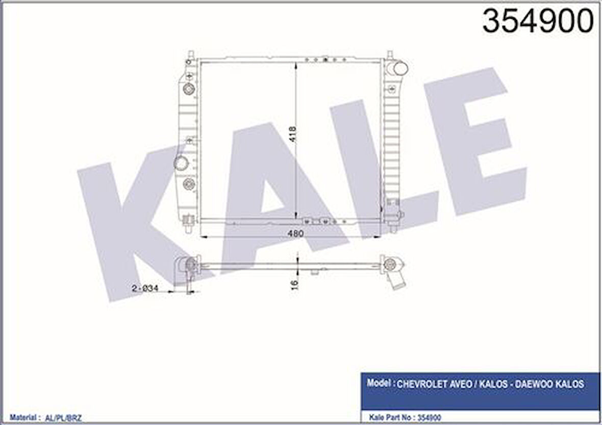 Kale 354900 Motor Radyatörü Aveo Kalos 1.2 1.4 Otomatik 96536524