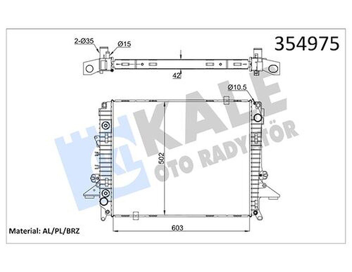 Kale 354975 Motor Su Radyatörü 276Dt Discovery 3 L319 04-09 Discovery 4 L319 09-17 LR021778