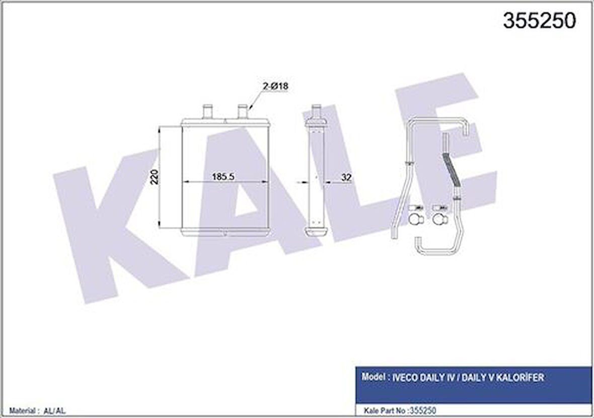 Kale 355250 Kalorifer Radyatörü Borulu Iveco Daily IV V 06-13 3802174