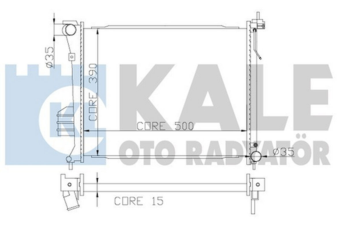 Kale 358500 Motor Su Radyatörü i20 1.2 Benzinli 2008 2014 Otomatik 500x390x15 253101J050