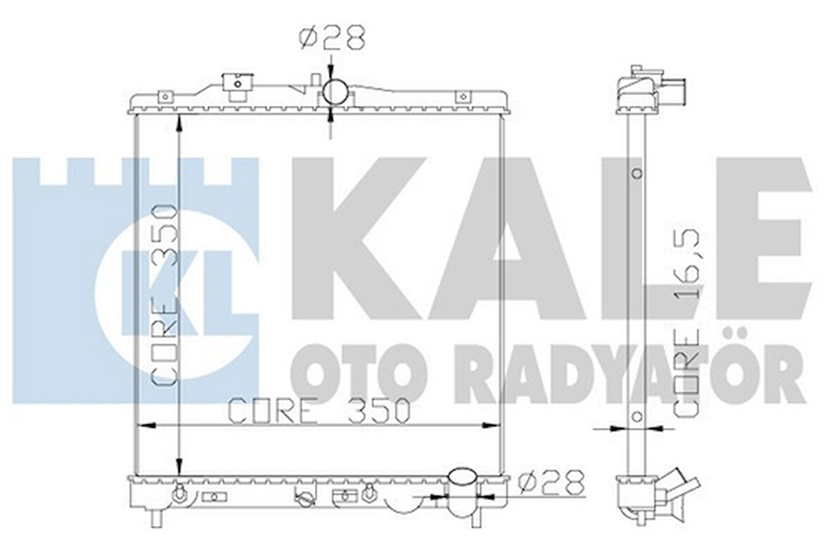 Kale 368900 Motor Su Radyatörü Honda Civic 1992-2000 Manuel Vites 350x348x16 19010P01003