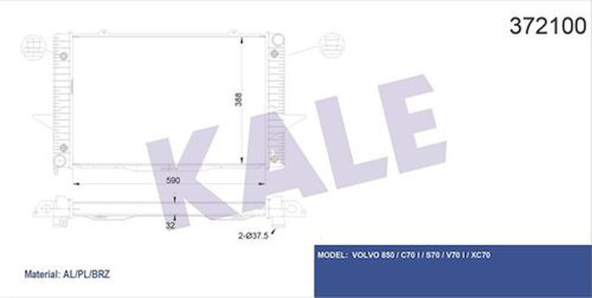 Kale 372100 Su Radyatörü Volvo 850 C70 S70 V70 At Al Pl Brz 590x388x31 6842768