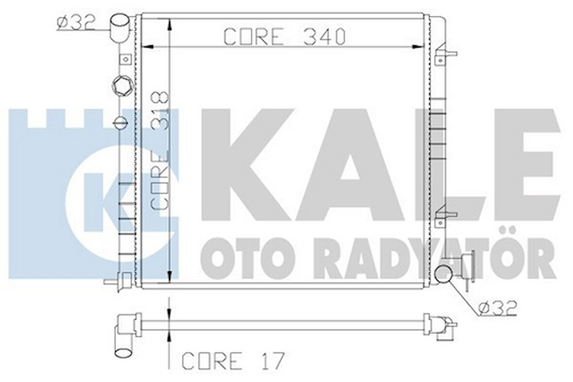 Kale 372500 Motor Su Radyatörü Hyundai Accent 1.3 1.5 00 05 Manuel 335x317x16 2531025050