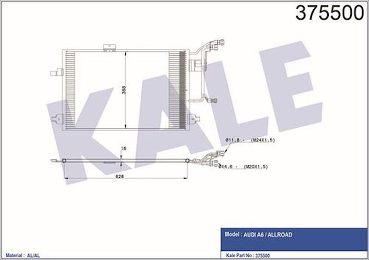 Kale 375500 Klima Radyatörü A6 Allroad 02-05 641x409x15 4B0260403D