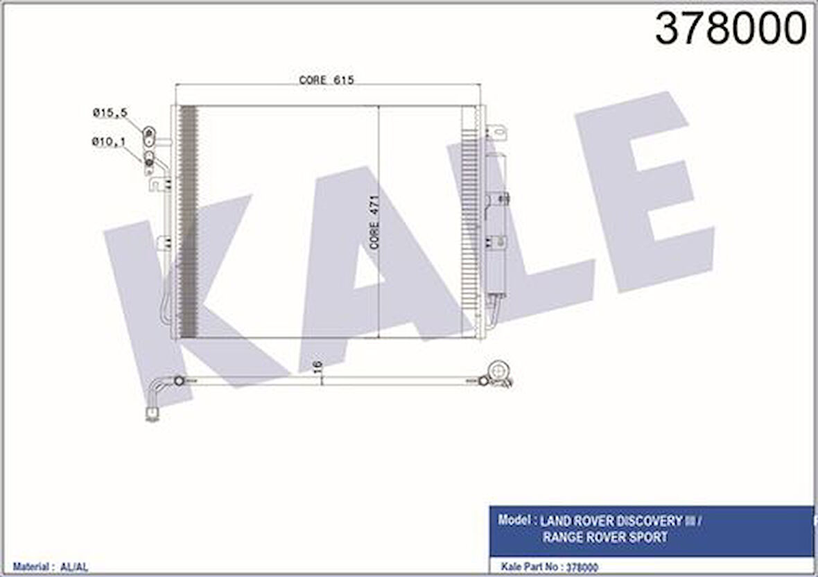 Kale 378000 Klima Radyatörü 276Dt Discovery 3 L319 04-09 Discovery 4 09-17 JRB500040