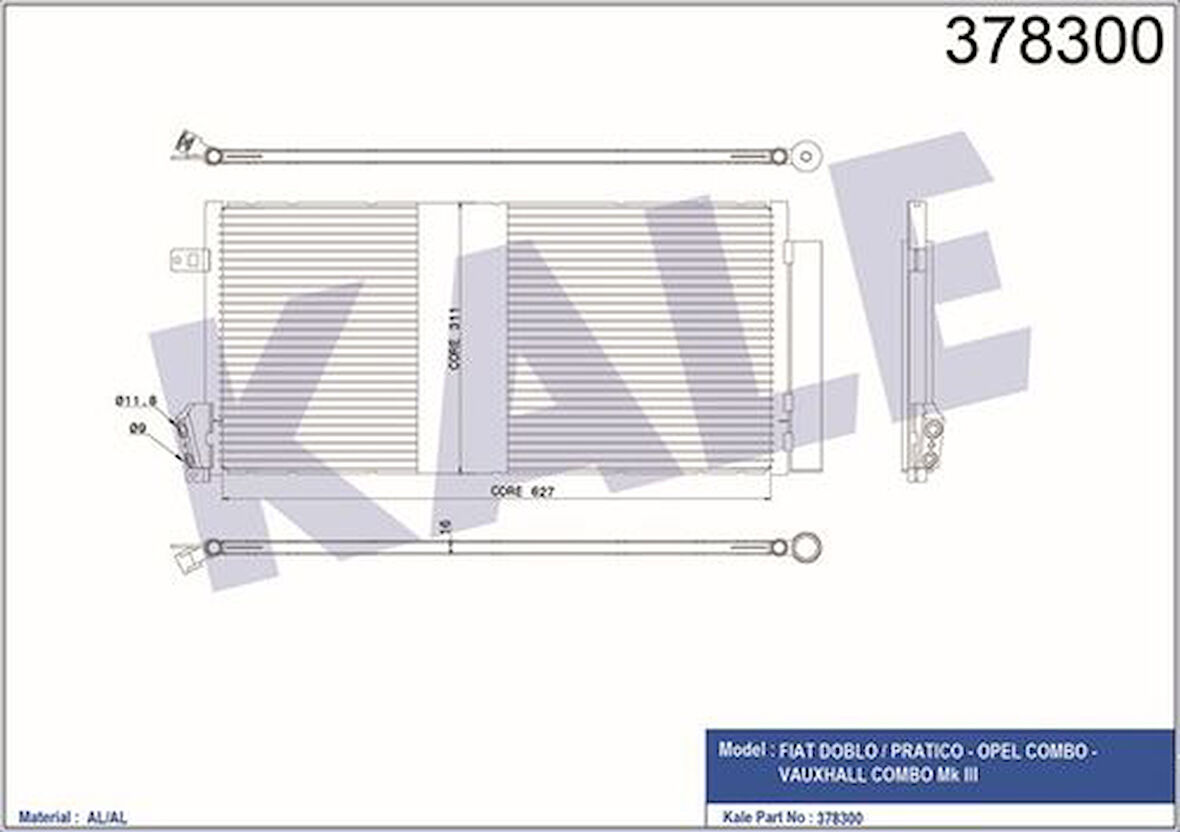 Kale 378300 Klima Radyatörü Doblo III MH033204