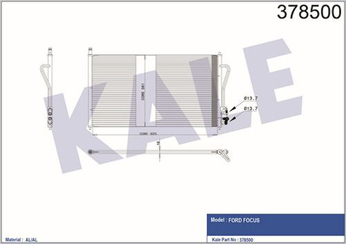 Kale 378500 Klima Radyatörü Focus II 1.4 16V 1.8TDCI 1.6 Zetec S 16V 98 04 YS4H19710CA