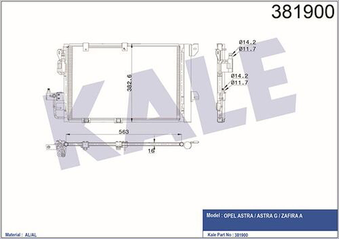 Kale 381900 Klima Radyatörü Astra G Zafira 2003- 1037465