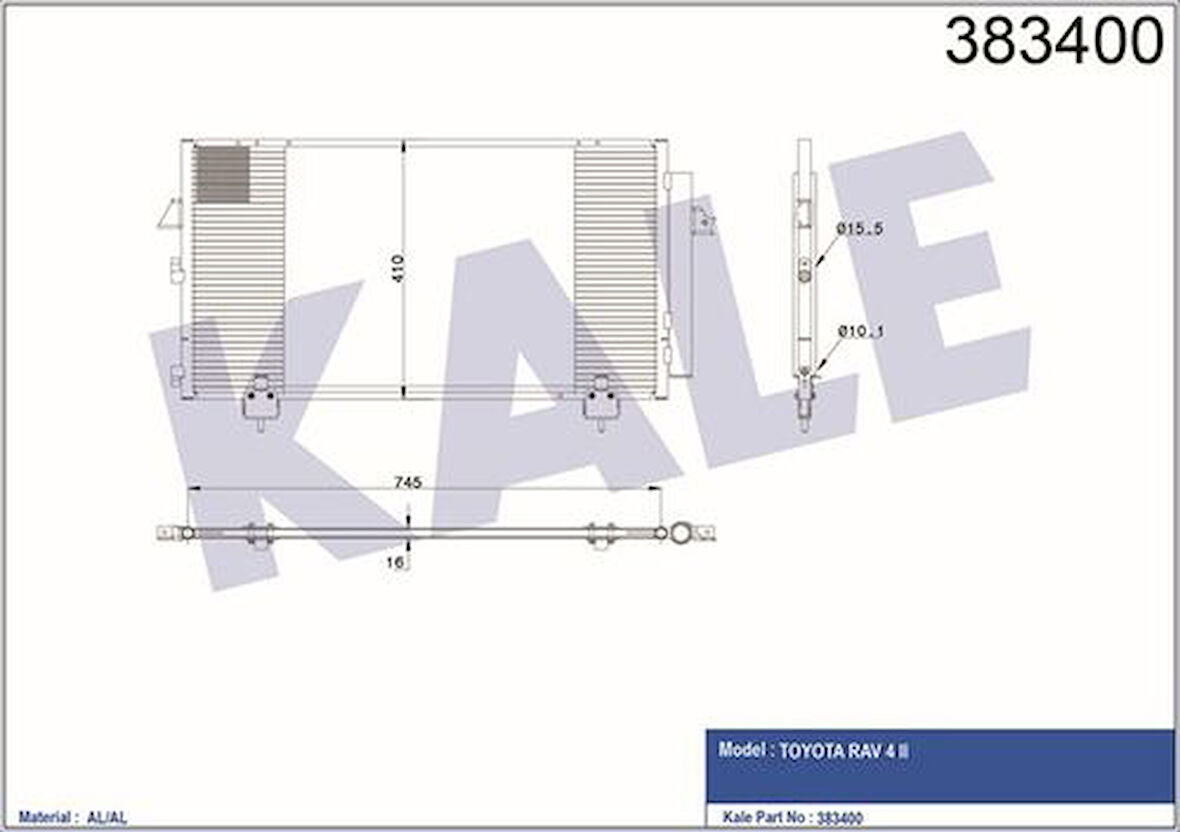 Kale 383400 Klima Radyatörü Toyota RAV4 II 00-05 745x410x16 8846042060