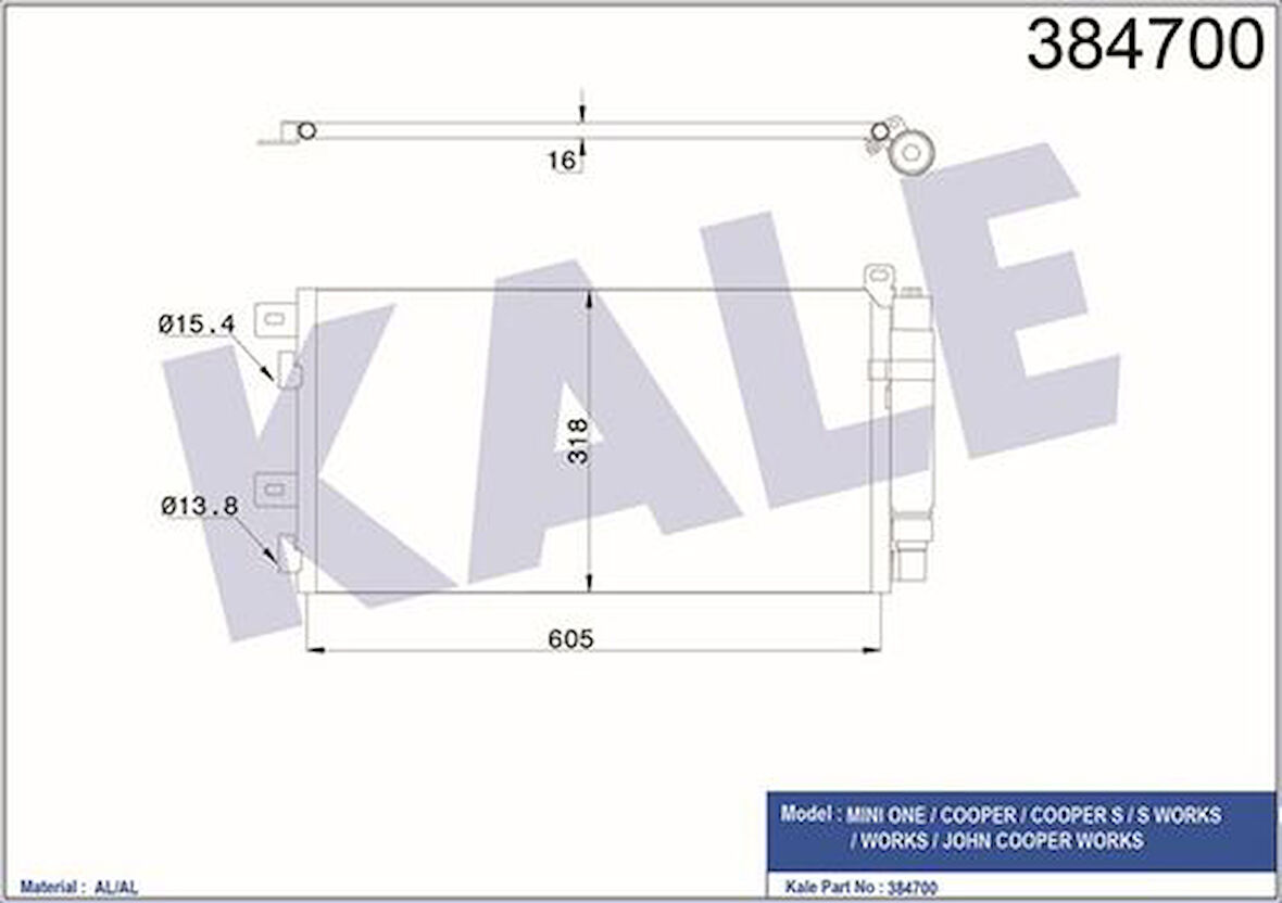 Kale 384700 Klima Radyatörü Mini R50 R53 02-06 R52 04-06 1490572