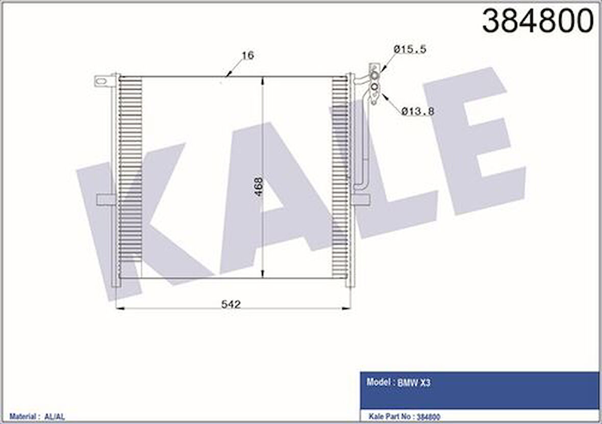 Kale 384800 Klima Radyatörü BMW X3 E83 N46 M54 N51 17113400400