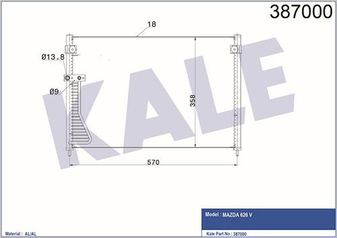 Kale 387000 Klima Radyatörü 626 V 570x358x17 GE4T61480B