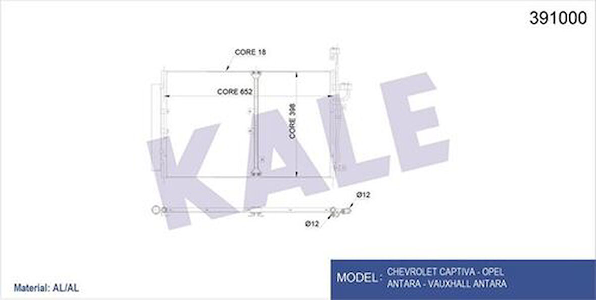 Kale 391000 Klima Radyatörü Captiva 07-10 Antara 07-Kurutucu IIe 636x396x17 20759648