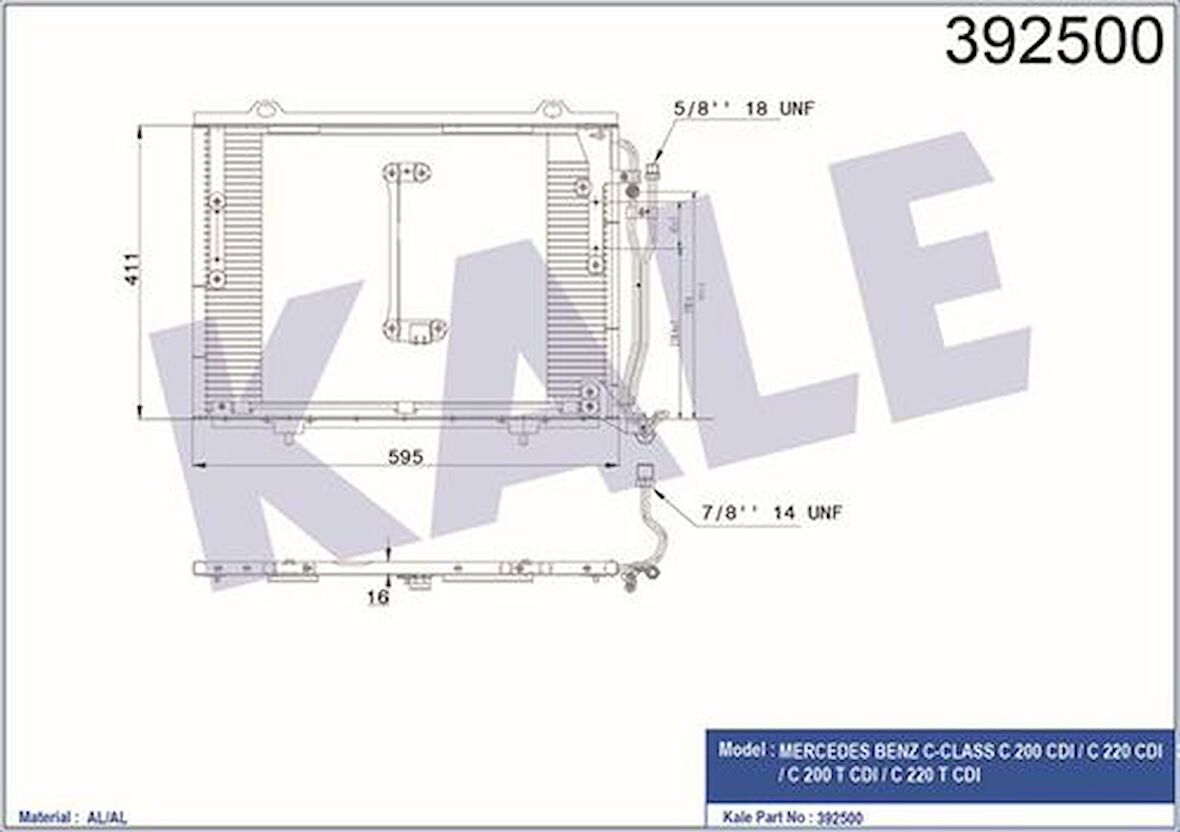 Kale 392500 Klima Radyatörü W202 97-00 S202 98-01 W210 99-01 2028301070