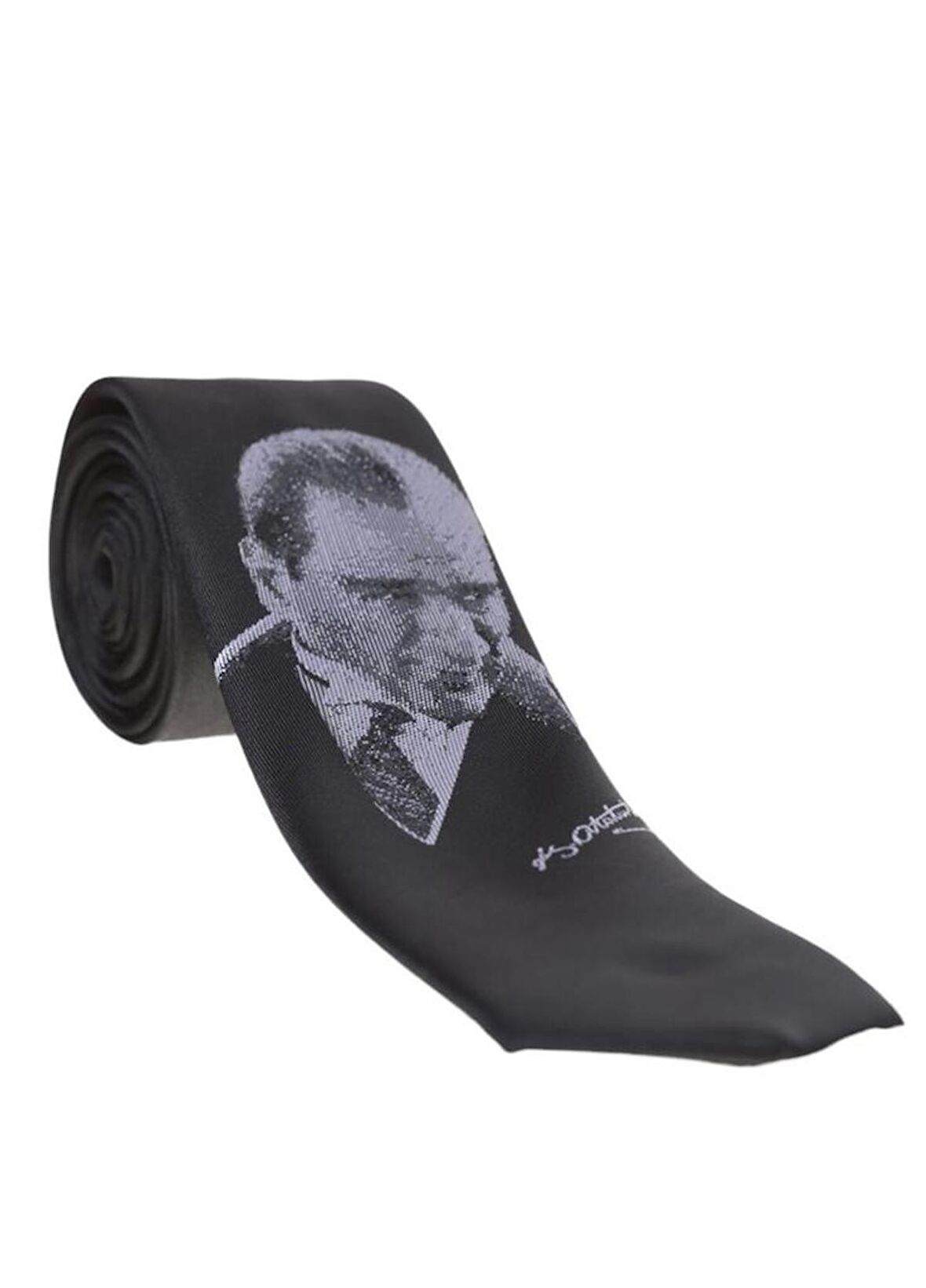 Gaffy Atatürk Ve İmza Desenli Dokuma Siyah Kravat KLR GYM ATA-24